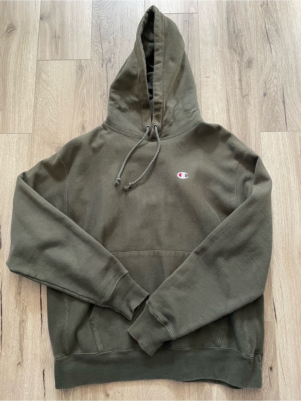 Champion reverse weave heavyweight olive green hoodie men’s L excellent